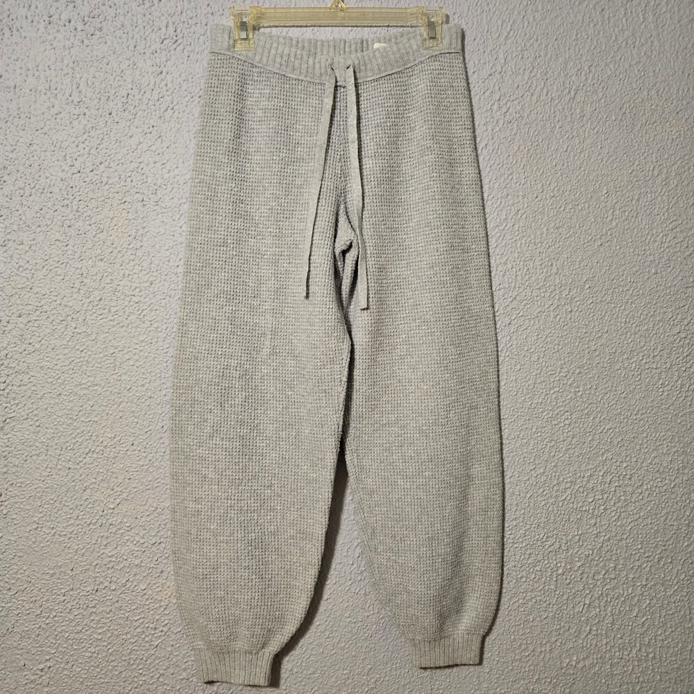 Aerie Waffle Knit Jogger Pants S Gray Loungewear Thermal Athleisure Cozy Soft